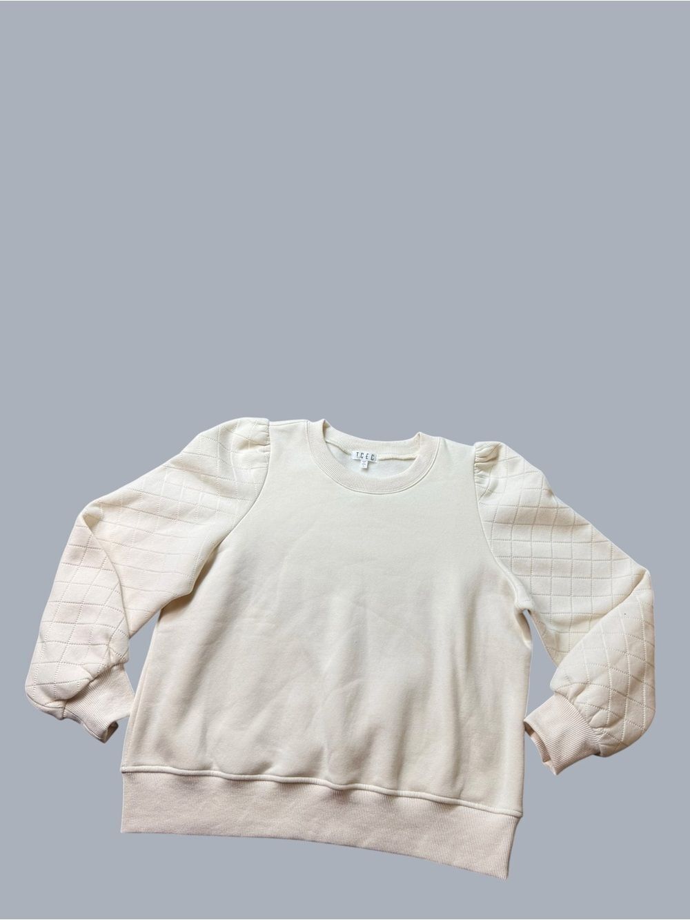 TCEC Cream Ribbed-Neck Sweatshirt- Size Large - Picture 3 of 11